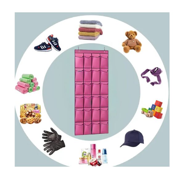 1 FONDO BLANCO ZAPATERA Organizador de Zapatos Colgante de 24 Bolsillos – Ahorra Espacio y Protege tu Calzado