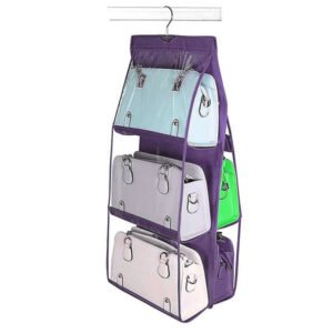 Organizador de Carteras Colgante de 6 Compartimientos – Protección Antipolvo y Visibilidad Total