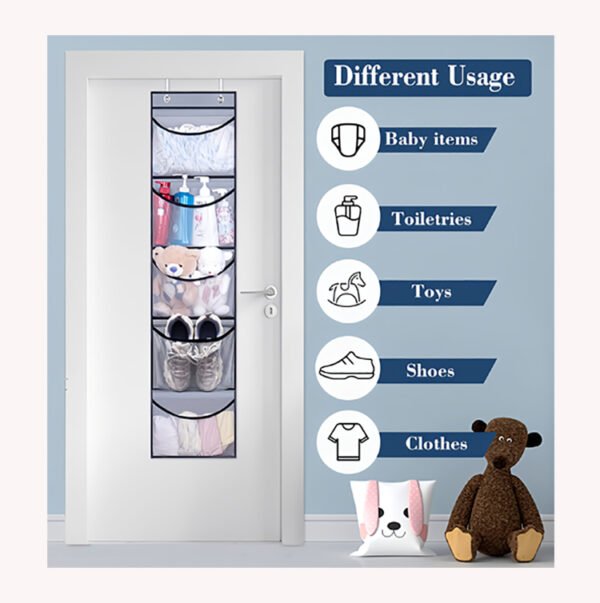 Organizador Colgante Multiusos de 5 Niveles – Bolsillos de Malla de Nylon Microperforada