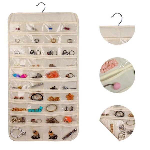 ¡Adiós al Desorden! Organizador de Joyas Colgante, Doble Cara, Capacidad 80 Bolsillos: Multi-Uso