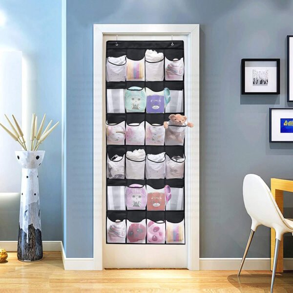 ZAPATERA MICRO PERFORADO M L 7 Organizador de Zapatos Colgante de 24 Bolsillos Transparentes – Ahorra Espacio y Protege tu Calzado