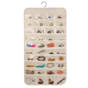 okkkk1 ¡Adiós al Desorden! Organizador de Joyas Colgante, Doble Cara, Capacidad 80 Bolsillos: Multi-Uso